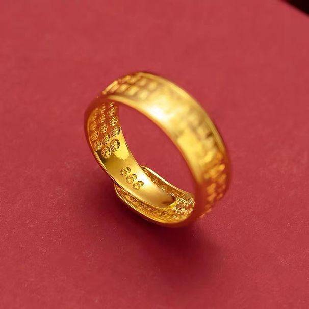 Fashionable Color Baifu Ring For Men Women, Simple And Versatile, Adjustable Sand Gold Ring, No Fading_ipsvogv.com