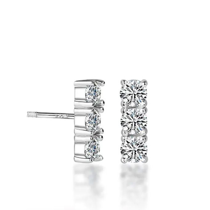 Women's Jewelry Silver Moissanite High Grade Earrings 30 Point Earrings Simple And Versatile White Gold Rose Gold Earrings_ipsvogv.com