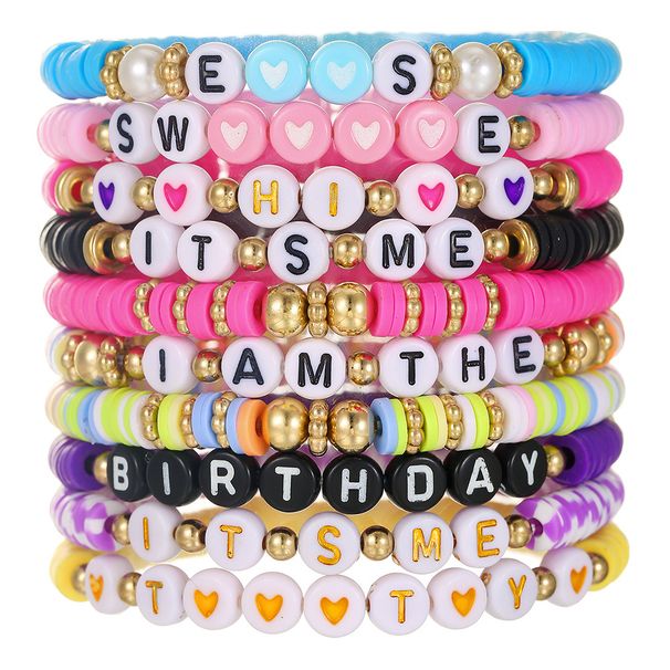 New Taylor Fans Soft Clay Bracelet Bohemian Beach Suit Colorful Letter Bracelet_ipsvogv.com