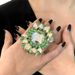 Green Round Gem Opening ring Hot Water Drops All-match Diamond Jewelry Women's ring_ipsvogv.com