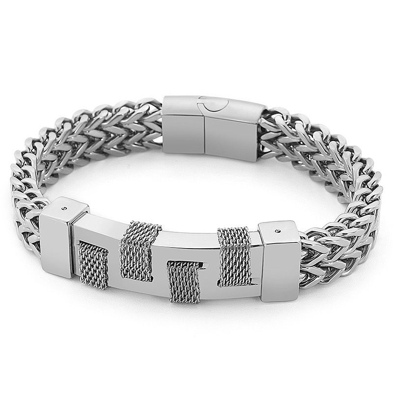 Men's Jewelry Rock And Roll Hip Hop Style Hand Jewelry Creative Street Shooting Curved Woven Titanium Steel Bracelet_ipsvogv.com