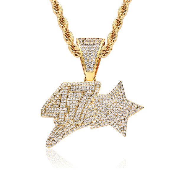 Pendants & Charms Ins Internet Celebrity Hip Hop Pendant Creative Number 47 Star Military Brand Pendant Micro Inlaid Zircon Hip Hop Necklace_ipsvogv.com
