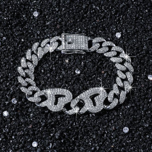 Men's Hip Hop Style Full Diamond Love Accessory Splicing Chain Bracelet_ipsvogv.com