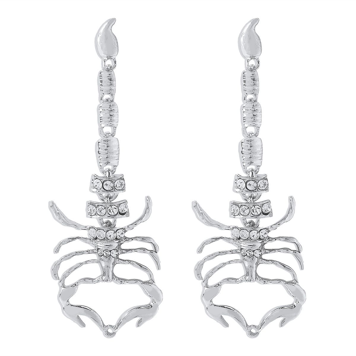 E10824 Exaggerated Dark Geometric Micro Inlaid Gothic Creative Scorpion Water Diamond Long Earrings_ipsvogv.com