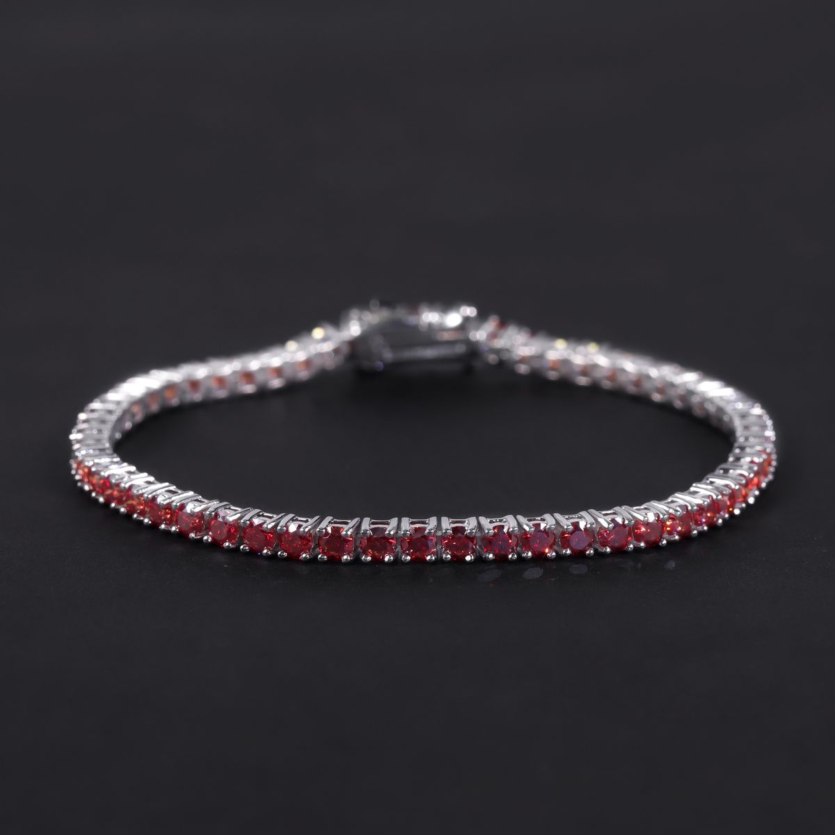 Temperament Pomegranate Red Moissanite Bracelet S925 Sterling Silver Gold Plated Tennis Chain 3/4/5mm Hip Hop Color Bracelet_ipsvogv.com