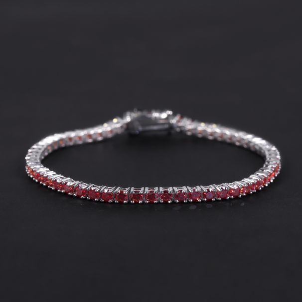 Temperament Pomegranate Red Moissanite Bracelet S925 Sterling Silver Gold Plated Tennis Chain 3/4/5mm Hip Hop Color Bracelet_ipsvogv.com