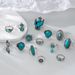 Bohemian Style Turquoise Cactus Carved 14 Piece Set Ring New_ipsvogv.com