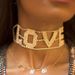 Hot Sale LOVE Letter Necklace Fashion Light Luxury Rhinestone Alloy Necklace Women Hot Selling Customizable Necklace_ipsvogv.com