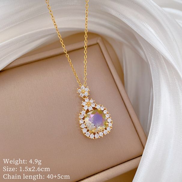 Industry 【 】 Flower Fashion Light Luxury Charm Gorgeous Full Diamond Necklace Women's Versatile Clavicle Chain Titanium 【 】_ipsvogv.com