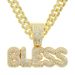 Cool diamond inlaid letter personalized splicing gold pendant necklace, popular new Cuban chain for men_ipsvogv.com