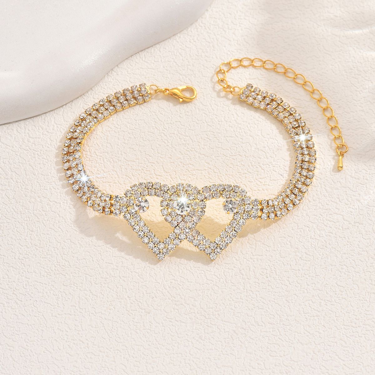 Unisex Hot Selling Diamond Anklet Fashion Pendant Double Love Patch_ipsvogv.com