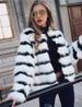 Women's Clothing Black and white color block fox fur coat winter fur coat women's round neck long sleeve fur women's tops_ipsvogv.com