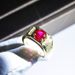 New Plated PT950 Domineering Open With Red And Gold Micro Inlaid Men's Ring_ipsvogv.com