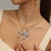cross pearl zircon earrings INS design exquisite electroplating gold necklace jewelry_ipsvogv.com