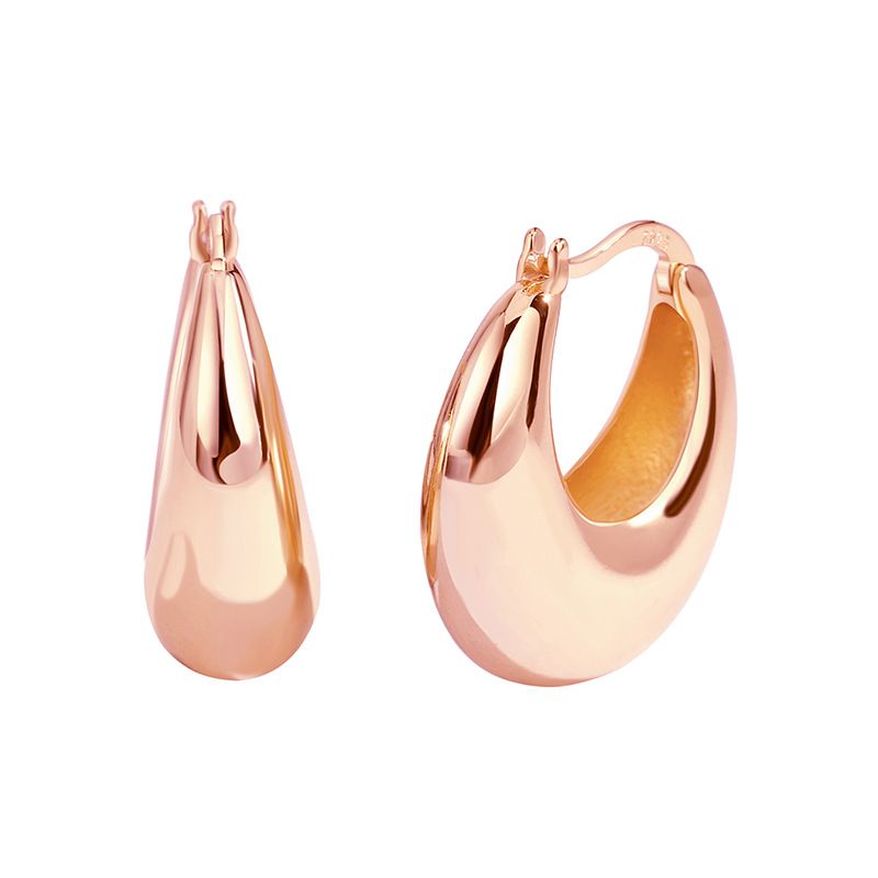 Fashion Modern Arc Shaped Brass Gold Plated Earrings Simple INS Chubby C Shaped Ear Buckle Female_ipsvogv.com