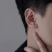 Black And White Titanium Steel Eight Pointed Star Earrings Inlaid With Zircon Star Design High Street Style Earrings For Men And Women_ipsvogv.com