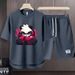 Men's Clothing 2024 Waffle Casual Summer Suit Men's Loose Teen Short sleeved T shirt Shorts Handsome Two piece Suit_ipsvogv.com