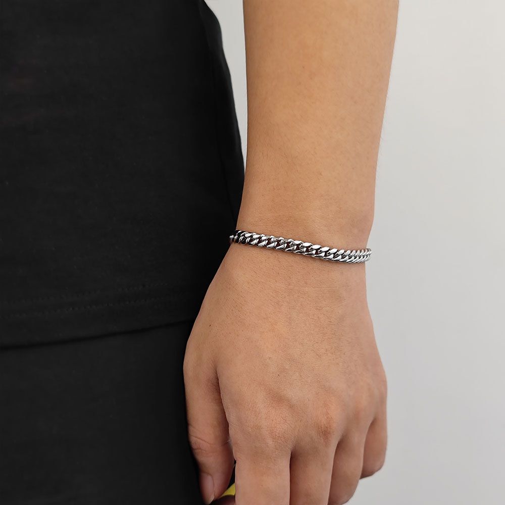Men's Jewelry Hip Hop Stainless Steel Cuban Bracelet Spring Buckle Round Grinding Encryption Titanium Steel Men's Bracelet Jewelry_ipsvogv.com