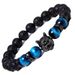 Natural Men's 8mm Tiger Eye Stone Obsidian Beaded Micro Paved Zircon Wolf Head Bracelet Jewelry_ipsvogv.com