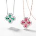 S925 silver cultivated emerald necklace four leaf clover retro literary style clavicle chain_ipsvogv.com