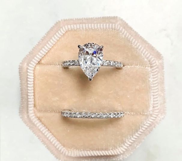 Women's Wedding Water Drop Diamond Ring Alloy Inlaid Zircon Handmade Ins Style Engagement Jewelry_ipsvogv.com