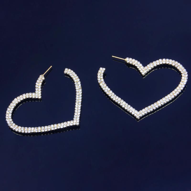 exaggerated Big Love earrings hollow heart-shaped retro earrings full Diamond trend earring earring_ipsvogv.com