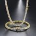 Hip Hop Single Row Zircon Necklace Bracelet With Full Diamond Duck Tongue Buckle Handmade Tennis Chain Set_ipsvogv.com