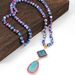 Bohemian Style 8mm Green Turquoise Rain Colored Stone Natural Stone Sweater Chain Necklace Handmade_ipsvogv.com