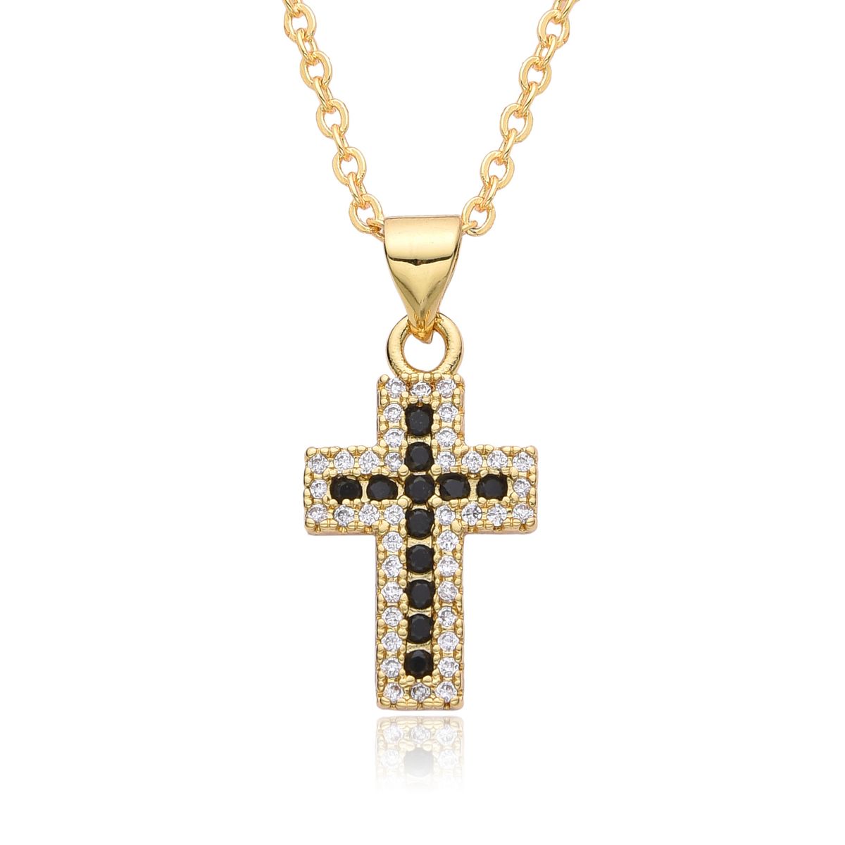 Unisex Exaggerated Street Trend Hip Hop Sweet Cool Style Micro Inlaid Colorful Cross Necklace Pendant Personality Versatile Clavicle Chain_ipsvogv.com