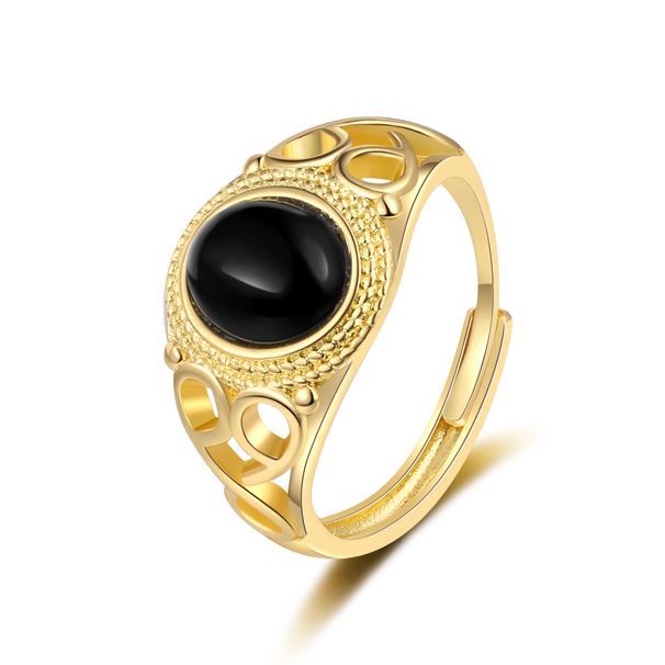 Elliptical Black Red Agate Ring, Men's And Women's Vintage Jewelry, Ethnic Style, Cuban Grid, Open-door Jewelry_ipsvogv.com