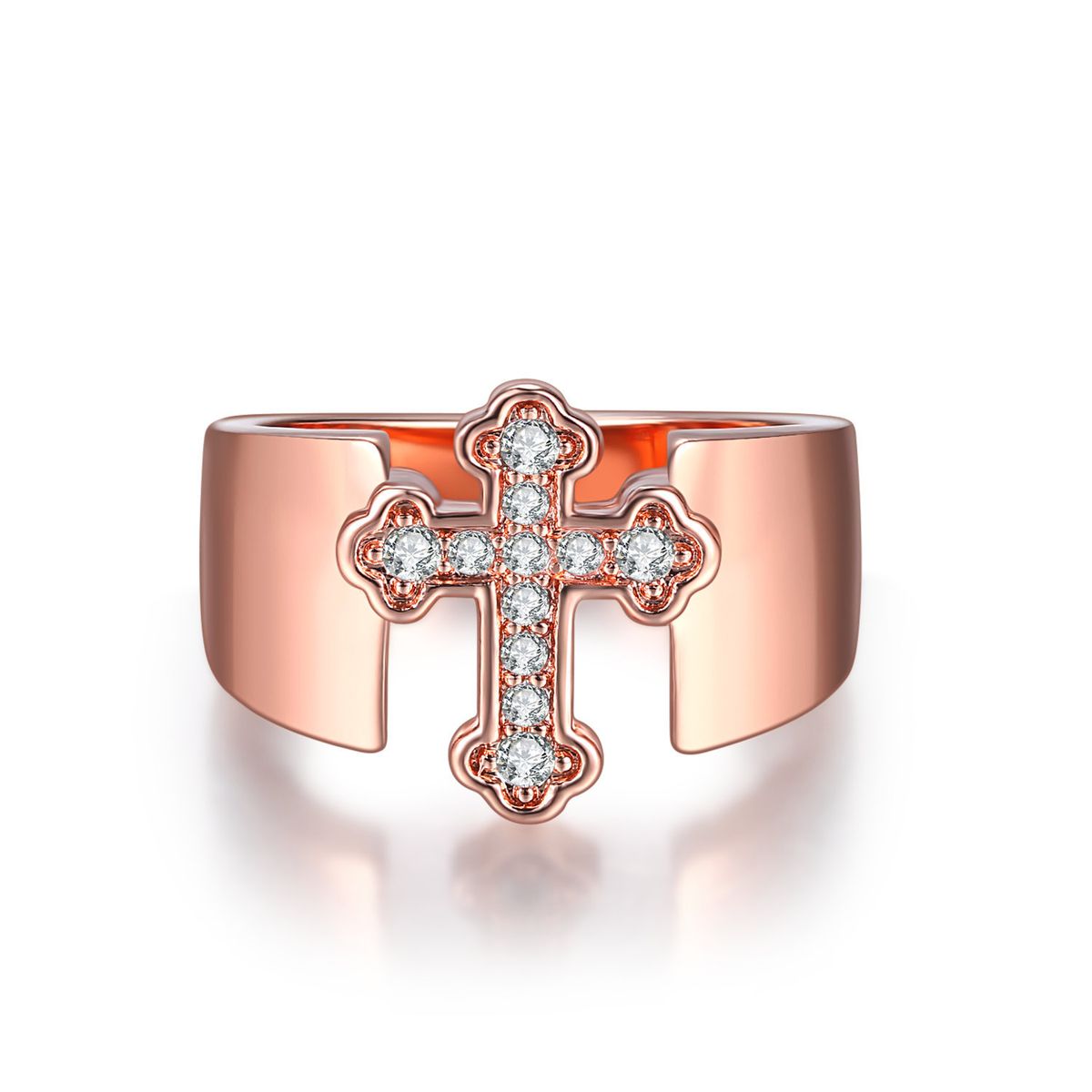 Unisex shape women's ring Micro inlaid zircon rose gold plated jewelry_ipsvogv.com