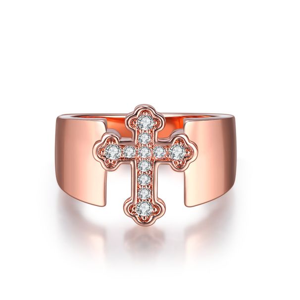 Unisex shape women's ring Micro inlaid zircon rose gold plated jewelry_ipsvogv.com