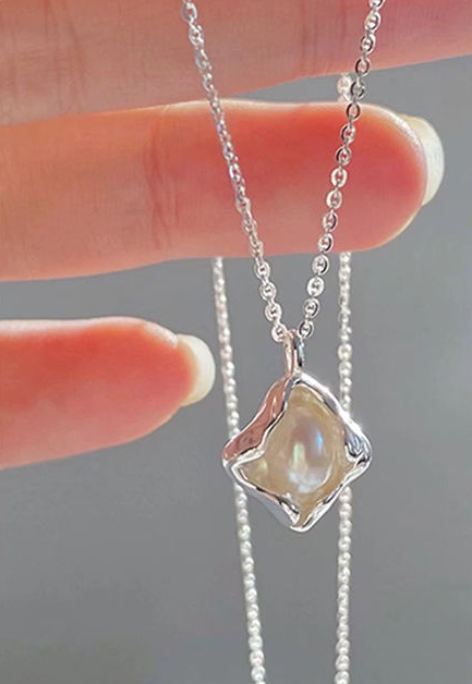 Pure Silver Irregular Metal Pearl Necklace, Female Ins, Niche Temperament, Gentle And High-end Feeling, Best_ipsvogv.com