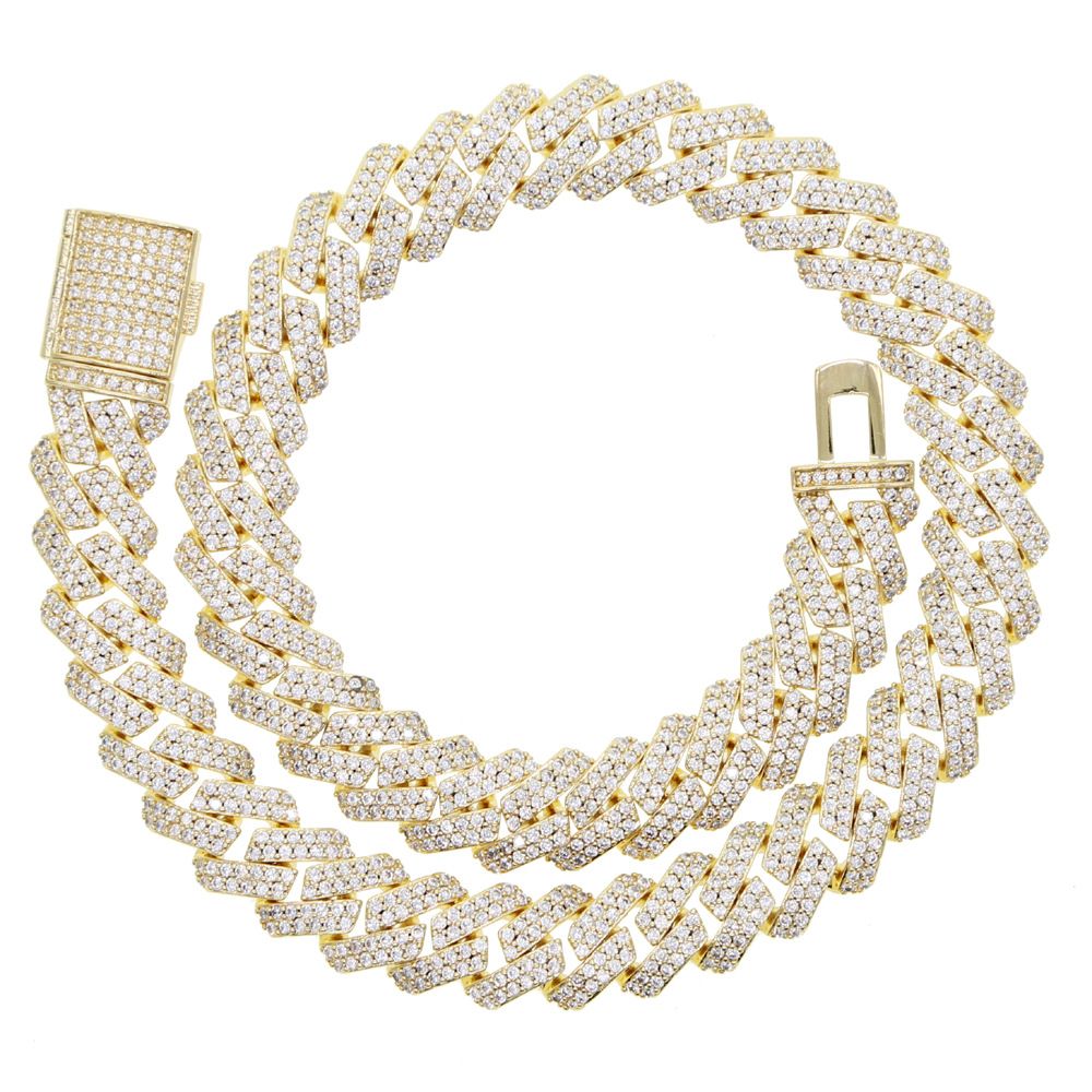 Hip Hop New 12mm Wide Cuban Chain Necklace Zircon Men's Necklace_ipsvogv.com