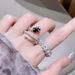 Black Rose Open Ring With Niche Design, Personalized Full Diamond Zircon, Fashionable And Simple Pearl Woman_ipsvogv.com