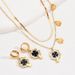 Light luxury niche style personalized earring necklace set with four leaf clover double-layer design collarbone chain_ipsvogv.com