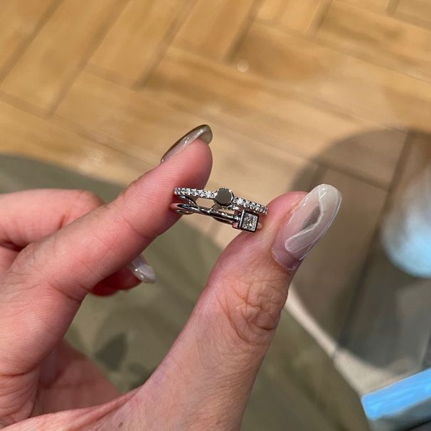 Square Sugar Zircon Double Layer For Women 2025, Light Luxury, High Quality, Fashionable, Versatile, Finger Ring,_ipsvogv.com
