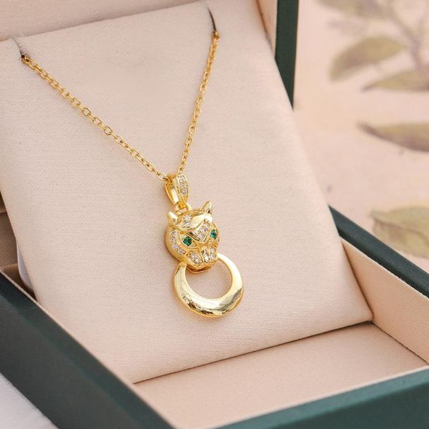 Classical Leopard-Shaped Pendant Necklaces For Women Girls,Royal Design With Cubic Zirconia,Fashion Party Dating Jewelry_ipsvogv.com