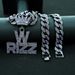 Crown W RIZZ Gun Black Purple Diamond Alloy Pendant Personalized Men's Hip Hop Necklace_ipsvogv.com