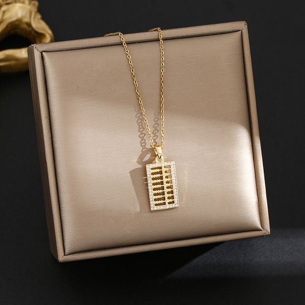 Korean version with diamond embellishments, personalized abacus, titanium steel necklace for women, full diamond micro_ipsvogv.com