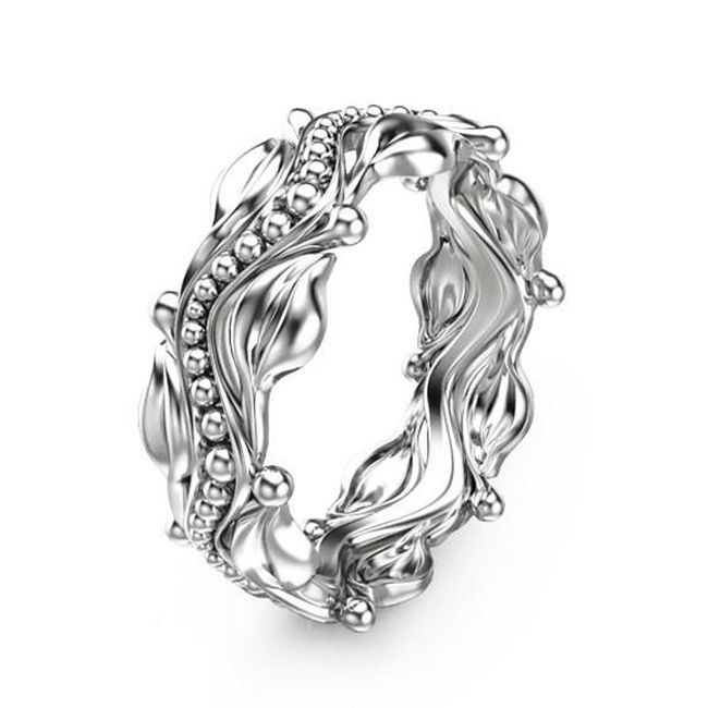 Simple And Fashionable Leaf Flower Electroplated Platinum Ring New Jewelry_ipsvogv.com