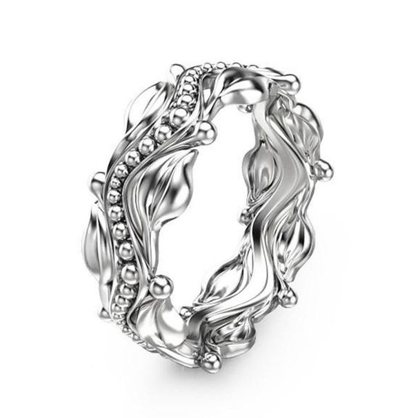 Simple And Fashionable Leaf Flower Electroplated Platinum Ring New Jewelry_ipsvogv.com