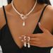 Women’s Jewelry Set Fashion Popular Pearl Necklace Earrings Set Bridal Dress Versatile Accessories Fashion Alloy Necklace Two Piece Set_ipsvogv.com