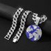Hip Hop New Product Drip Oil Blue Planet Earth Pendant Personalized Fashion Alloy Cuban Necklace Trend_ipsvogv.com