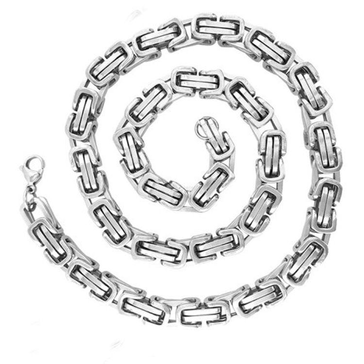 Fashion Hip Hop Stainless Emperor Byzantine Necklace Titanium Jetchain Men's Steel Neck Chain_ipsvogv.com