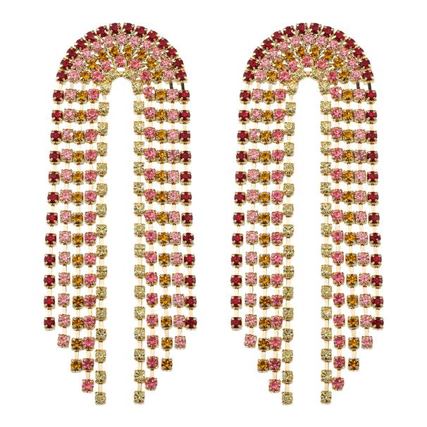 Personality exaggerated colorful full diamond tassel earrings high end super flash design earrings temperament earrings_ipsvogv.com