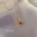 Titanium Steel 【 】 Pomegranate Red Five Leaf Flower Light Luxury Temperament Gorgeous Full Diamond Necklace Women's 【 】_ipsvogv.com