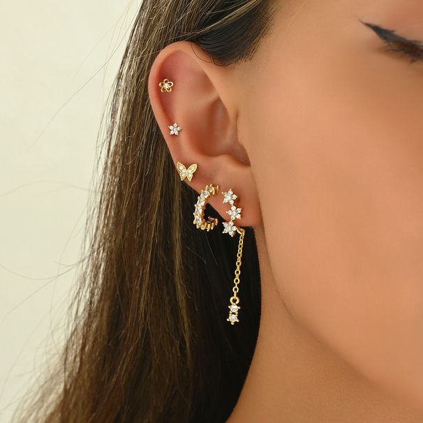 Women’s Jewelry Set Fashion Ins Style Original Niche Design Star Earrings Inlaid With Zircon Star Versatile Ear Bone Studs Set Simple Earrings_ipsvogv.com