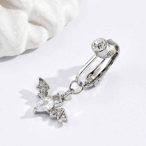 Ins spicy girl bat shaped niche design buckle hip-hop style no punching ring inlaid with diamonds versatile navel nail_ipsvogv.com