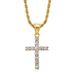 New Hot-Selling Hip-Hop Jewelry Titanium Steel Inlaid With 3A Zircon Cross Vacuum Gold-Plated Pendant Necklace_ipsvogv.com